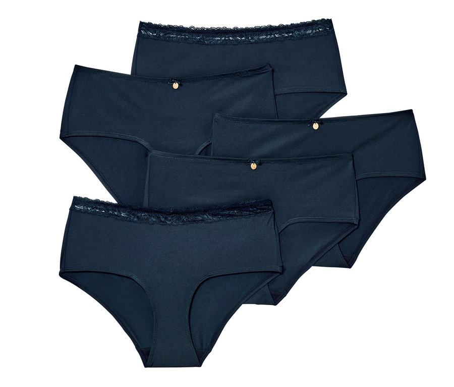 Fünf dunkelblaue Pantys.