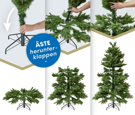 Schritte zum Aufbau des künstlichen Weihnachtsbaums Roswell Kiefer.