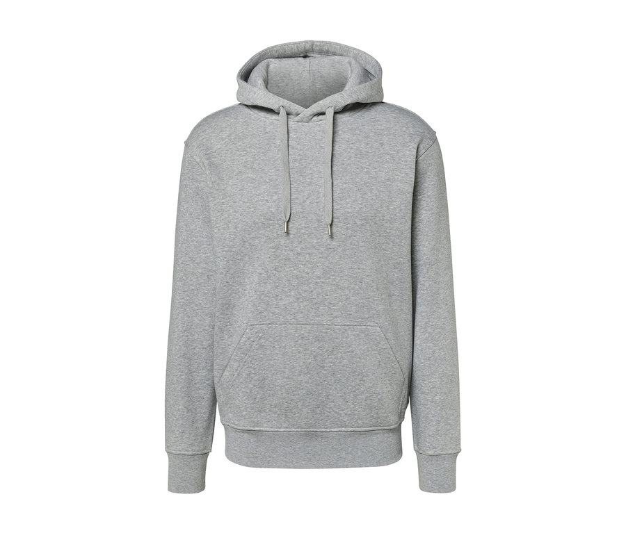 Grau melierter Hoodie.