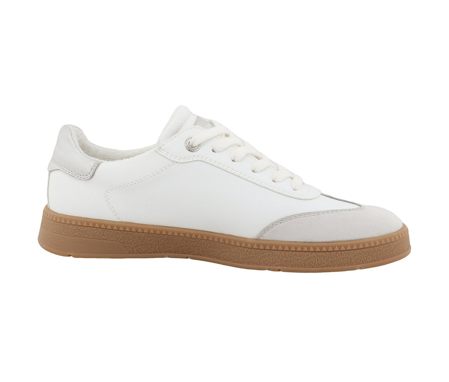 Weiß-minze Tom Tailor Sneaker PU mit brauner Sohle.