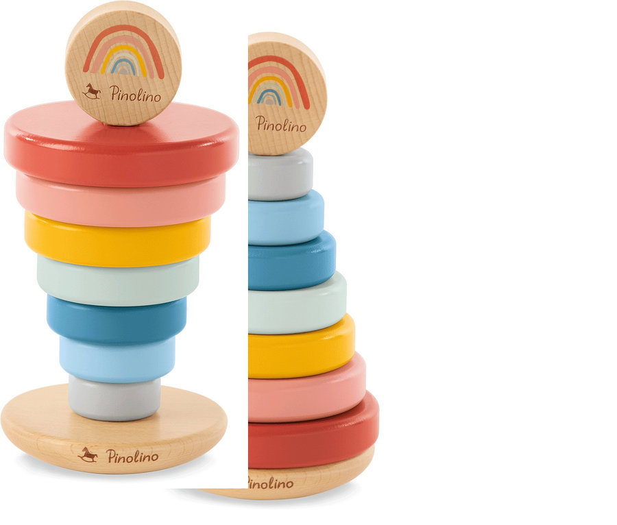 Pinolino Stapelturm »Ruby« aus Holz mit bunten Ringen.