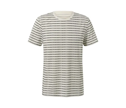 Gestreiftes Funktionsshirt in Creme und Anthrazit.