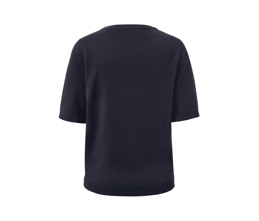 Detailansicht Feinstrickpullover, navy.