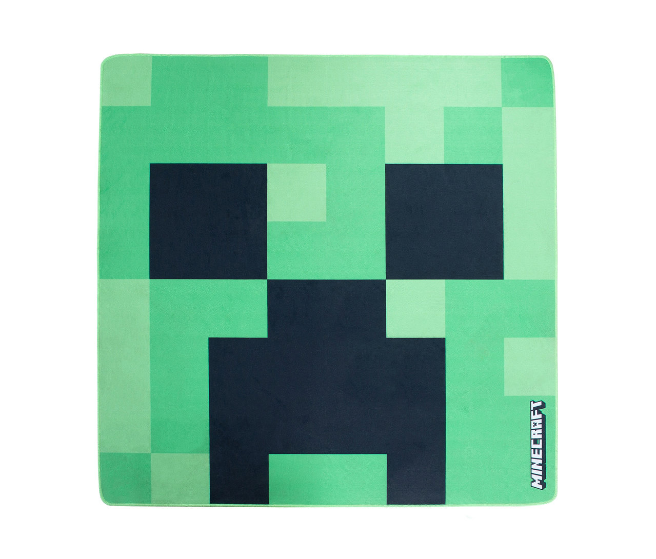 Grüner Teppich mit Creeper-Motiv aus Minecraft.