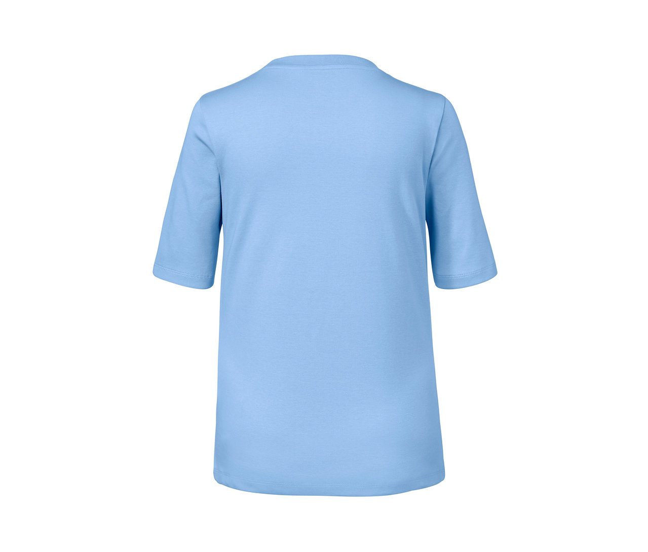 Hellblaues Halbarmshirt.