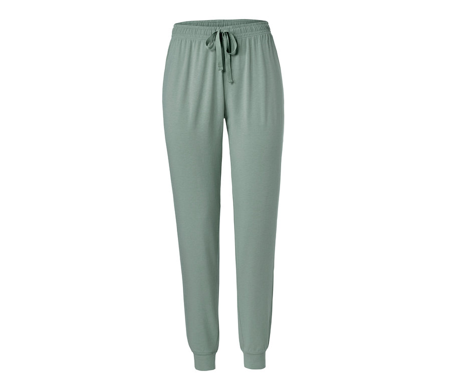 Grüne Relaxhose mit Kordelzug in der Taille.
