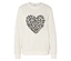 Beiges Sweatshirt mit Leopard-Herz in der Mitte.