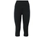 Schwarze Dreiviertel-Leggings auf weißem Hintergrund.