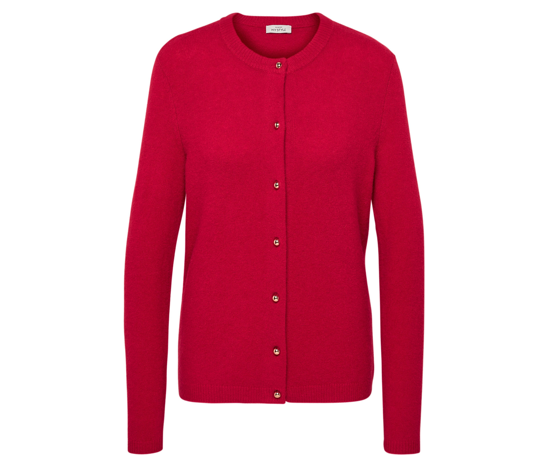 Strickcardigan mit goldfarbenen Knöpfen - Damen - Gr. L - rot - rot