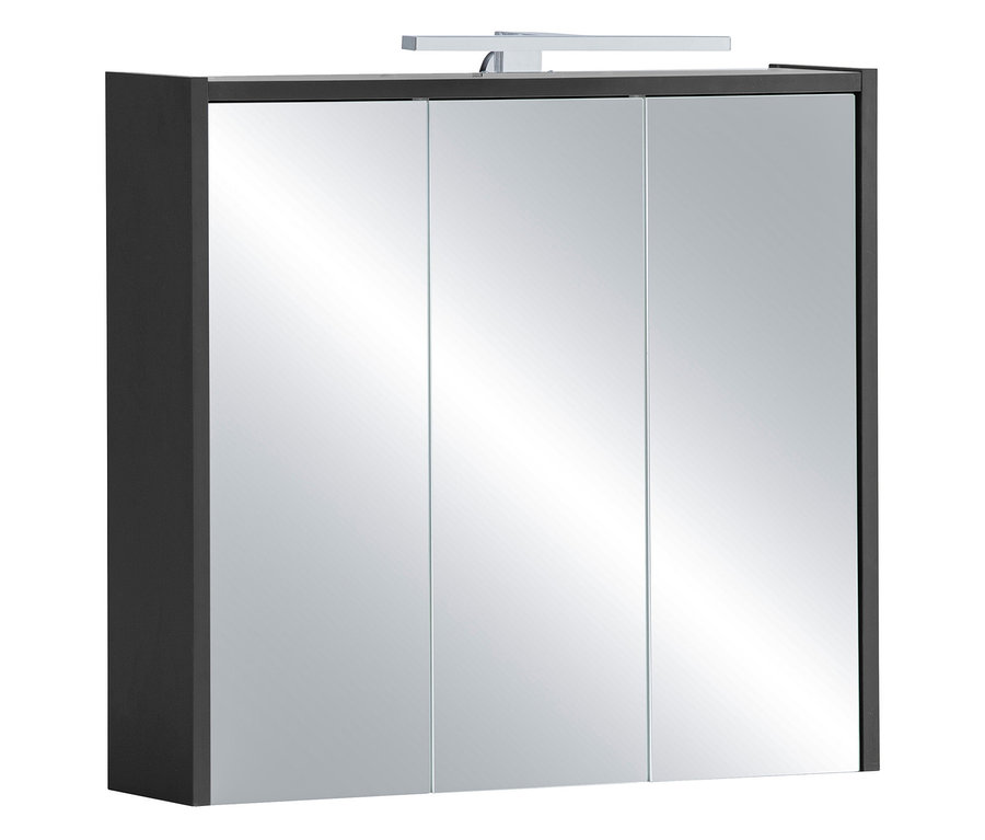 Geschlossener anthrazitfarbener Spiegelschrank »Sander« mit drei Spiegeltüren.