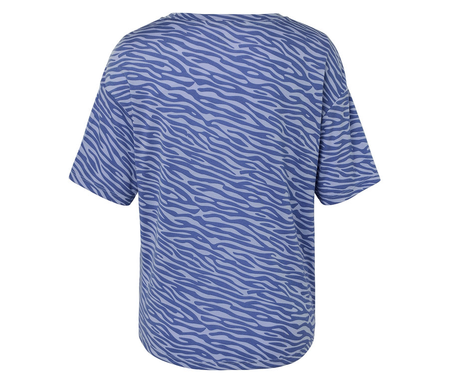 Ein blaues T-Shirt mit Tiermuster.