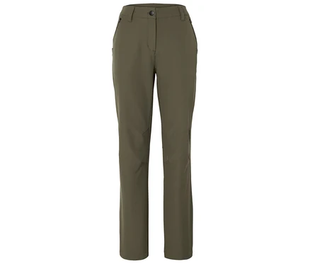 Olivegrüne Hose mit Knopf.