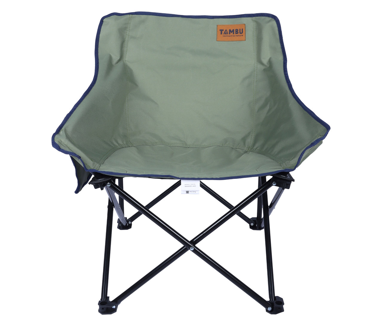Der Tambu Campingstuhl »LAJA« ist olivgrün mit blauem Rand und schwarzem Gestell.