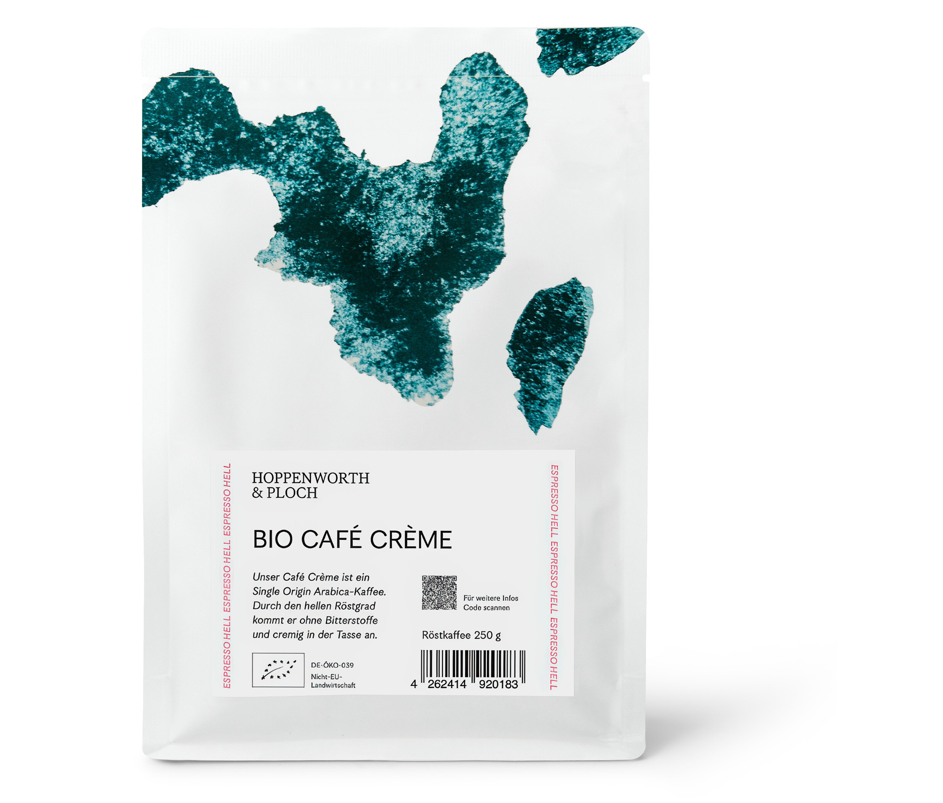 Verpackung Hoppenworth &amp; Ploch - Café Crème Bio - 250 g Ganze Bohne.