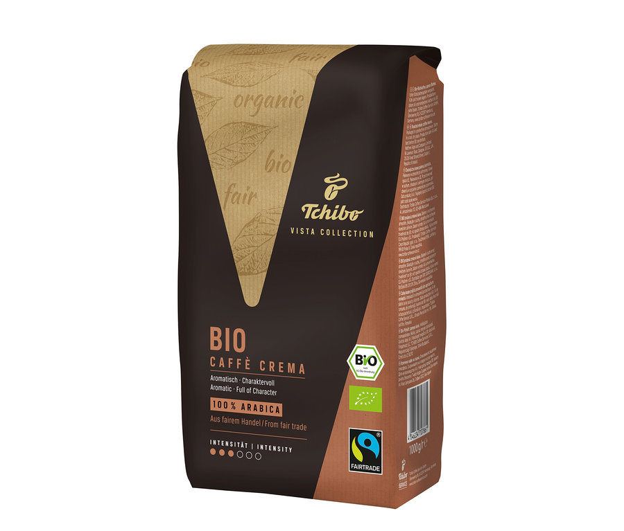 Eine Packung Vista Collection Bio Caffé Crema von Tchibo.