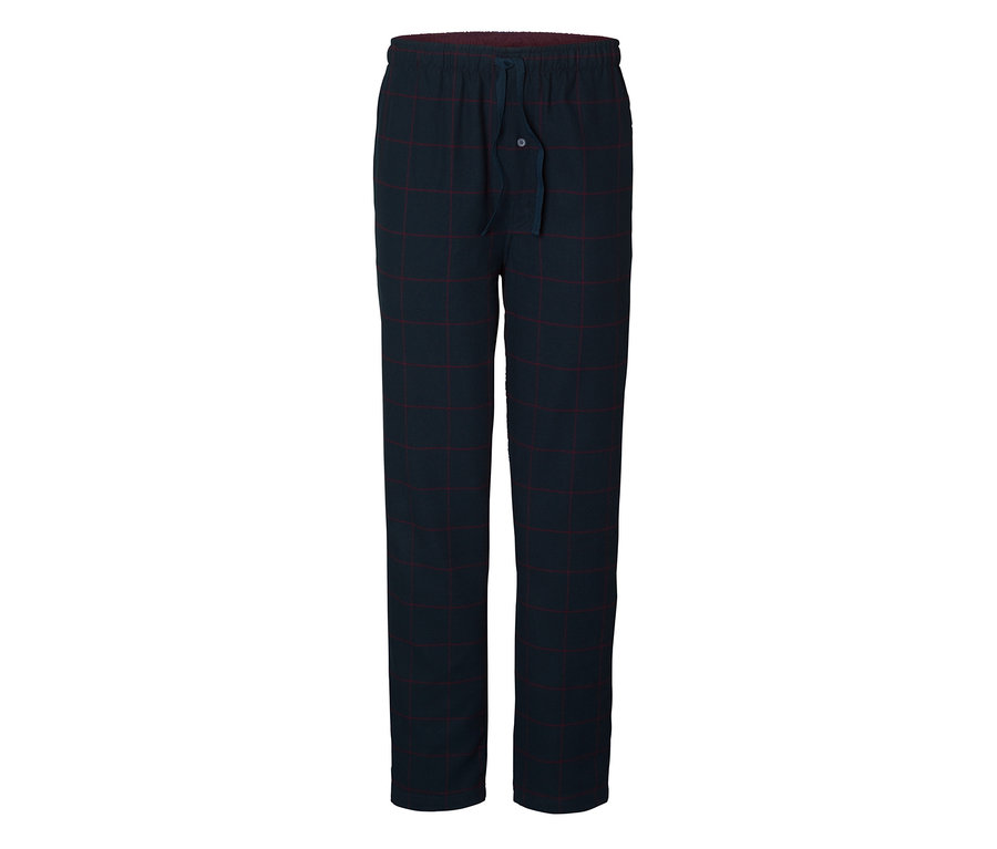 Eine Flanell-Pyjamahose mit rotem Karomuster.