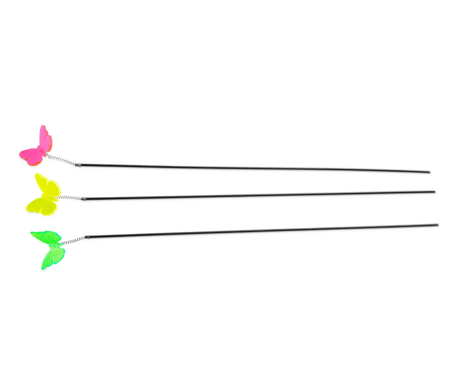 Drei leuchtende Beetstecker in Schmetterlingsform.
