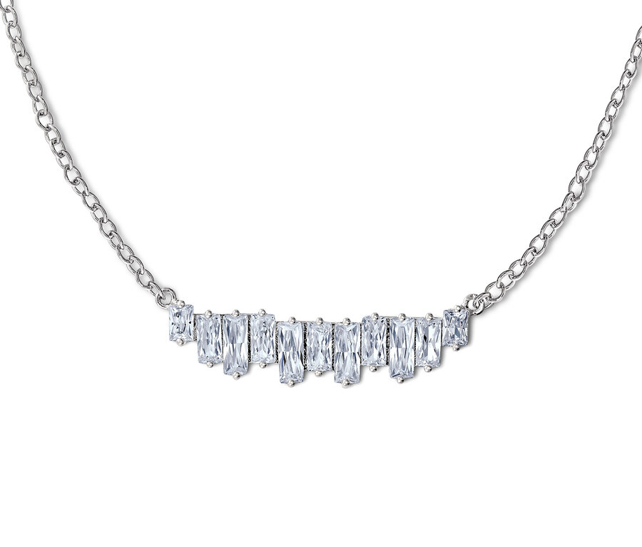 Kette, rhodiniert, mit Zirkonia auf weißem Hintergrund.