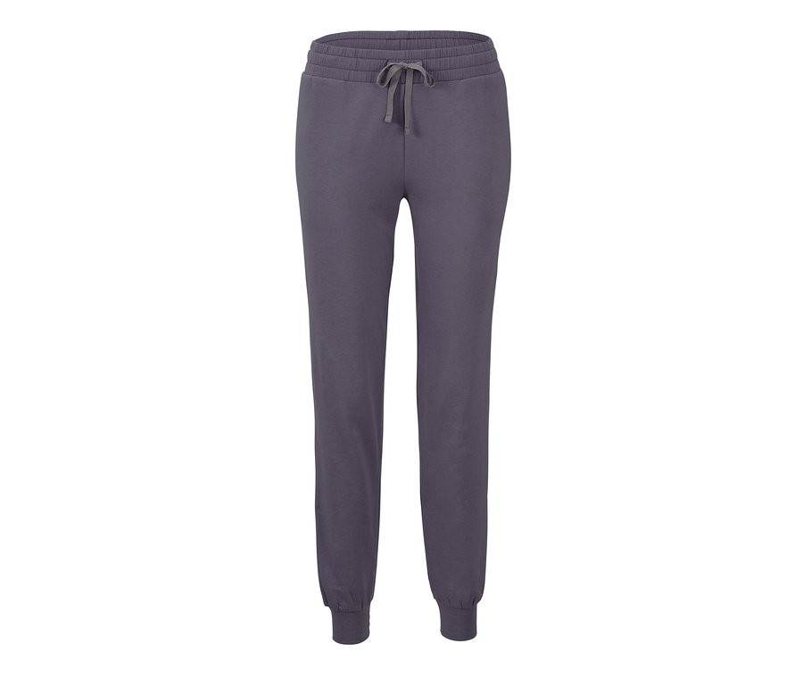 Graue Loungewear-Hose mit Kordelzug in der Taille.
