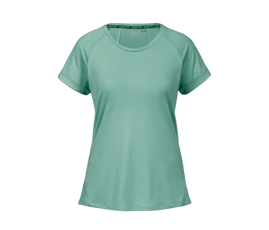 Ein mintfarbenes Sportshirt ist zu sehen.