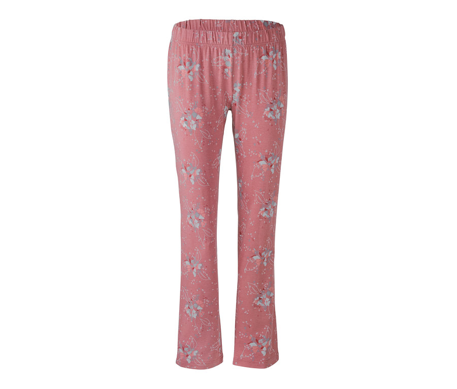Rosa Pyjamahose mit Blumenmuster.