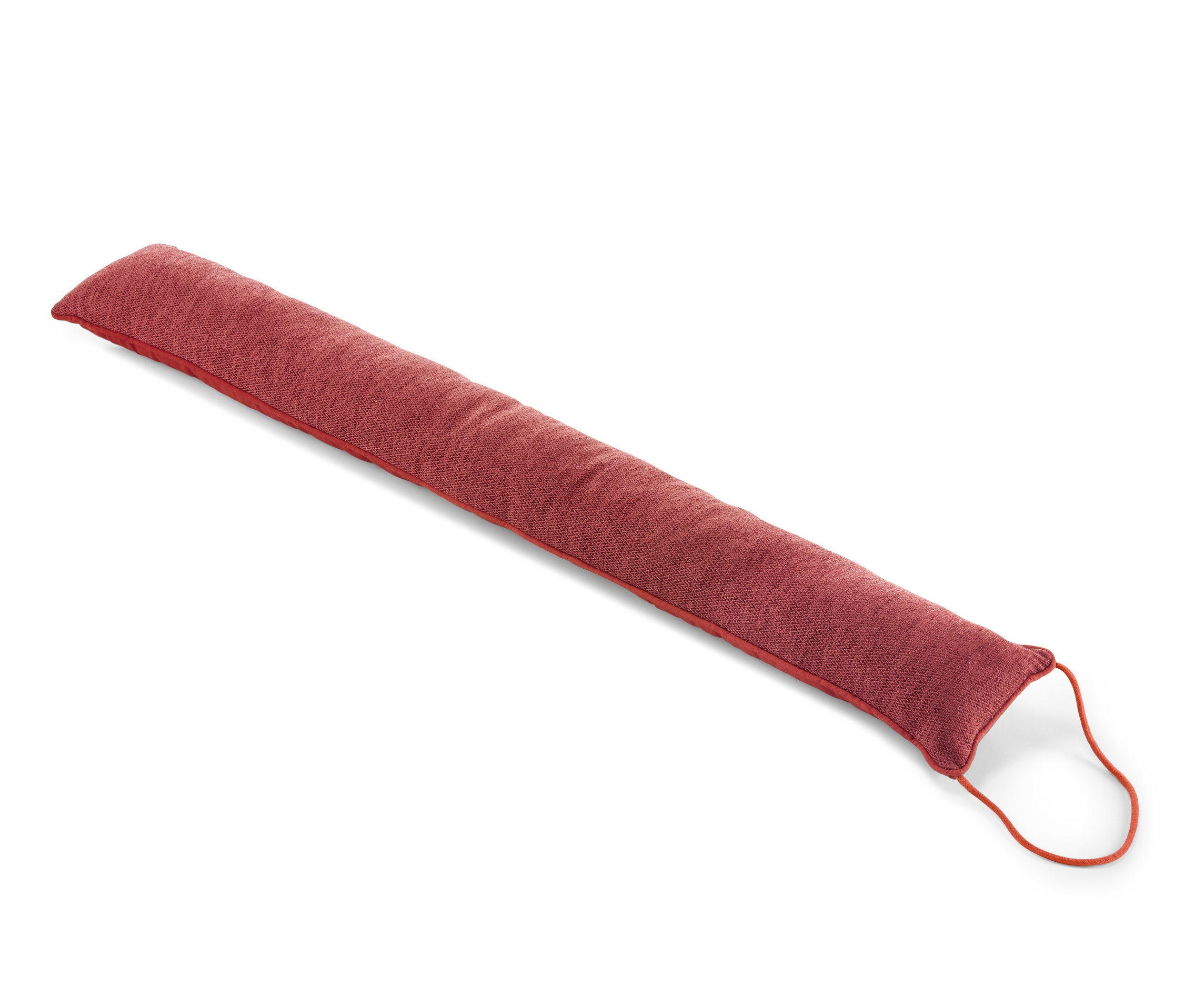 Ein roter Zugluftstopper.