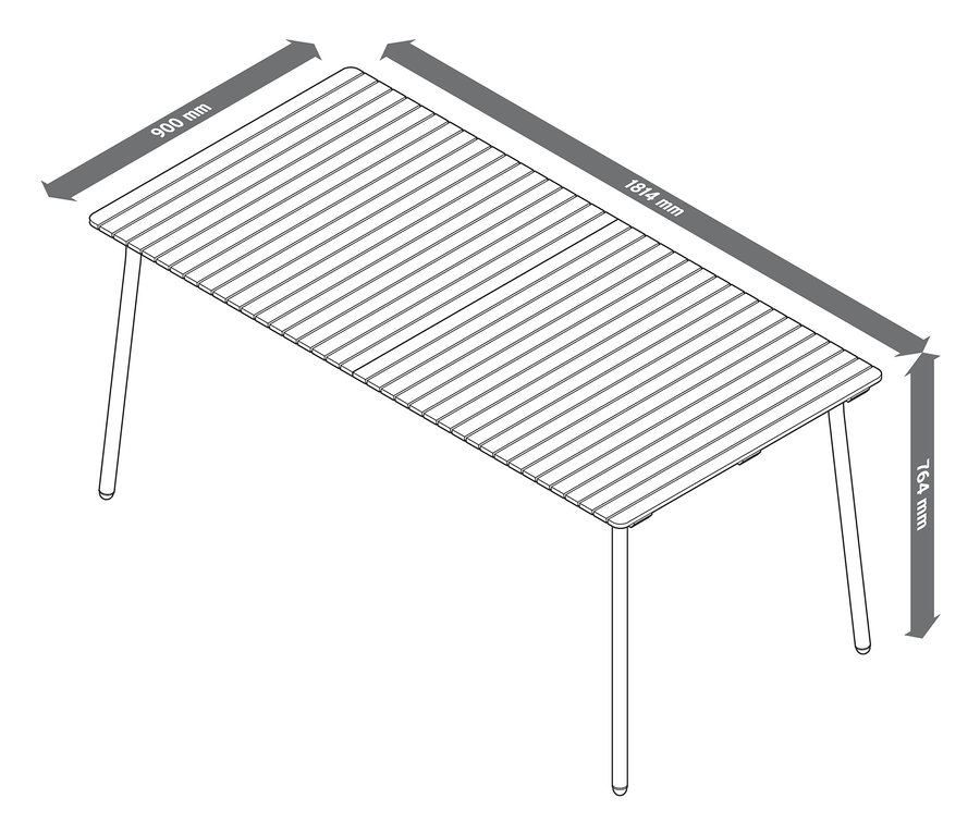 Ausziehbarer Gartentisch »Industrial«, 1814 mm x 900 mm und 764 mm hoch.