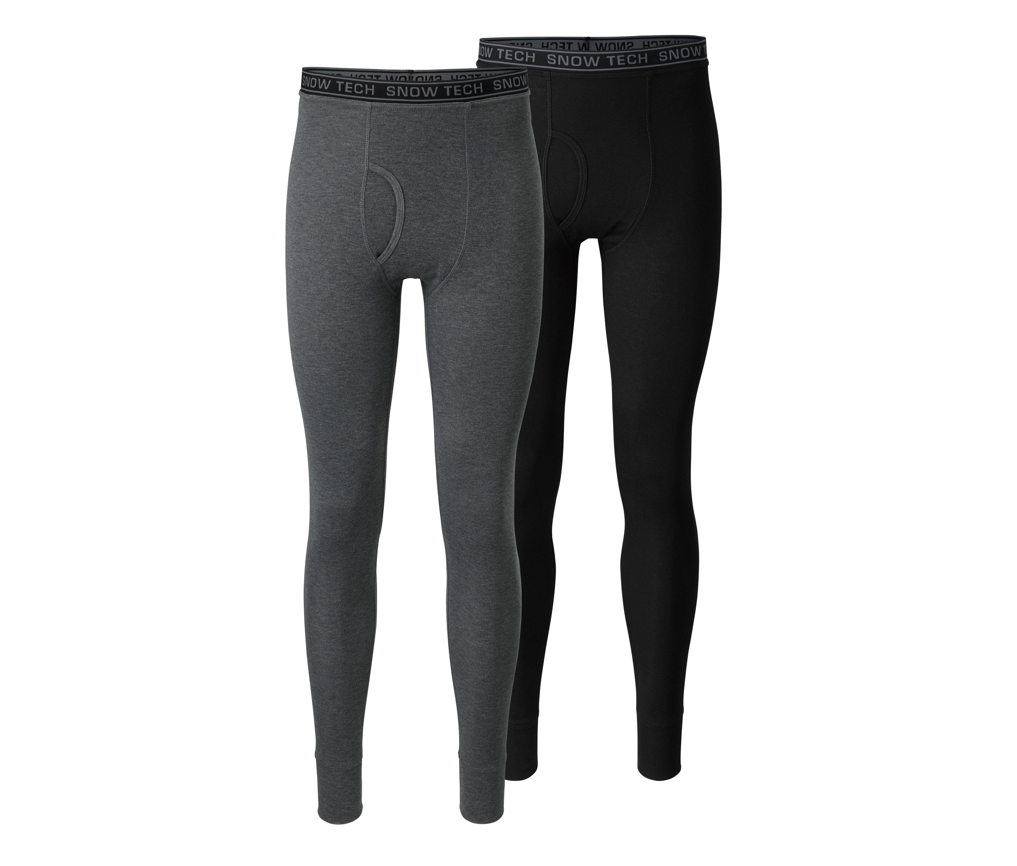 Zwei Thermo-Funktionsunterhosen: eine graue und eine schwarze.