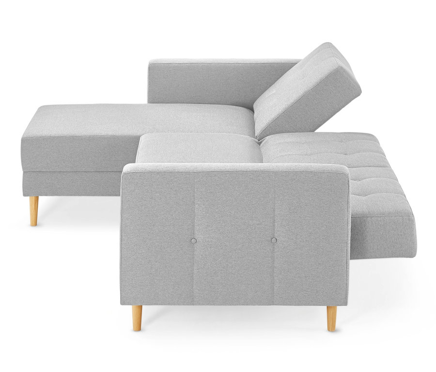 Hellgraues Federkern-Eckschlafsofa »Just Relax« mit Stauraumbank.