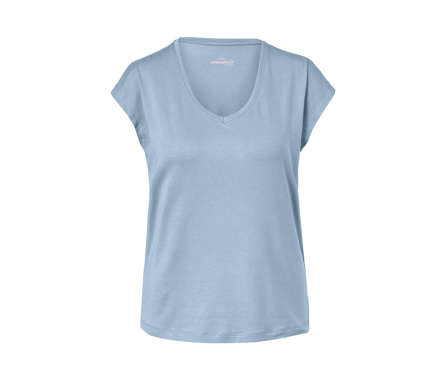 Hellblaues Shorty-Pyjama mit kurzen Ärmeln und V-Ausschnitt.