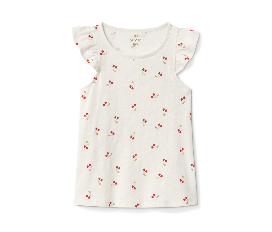 Weißes Mädchen-Shirt mit Kirschmuster, aus einem 3er-Set.