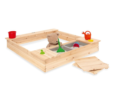 Pinolino Sandkasten »Lennart« mit Spielzeug und Teddybär.