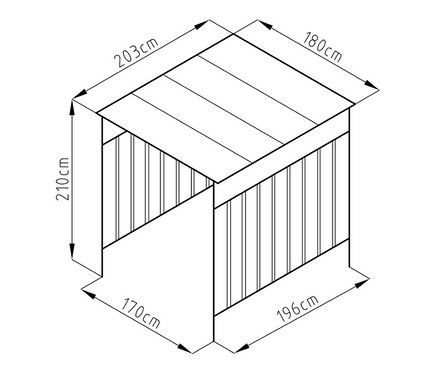 Schema eines Fahrradunterstands mit Maßangaben.