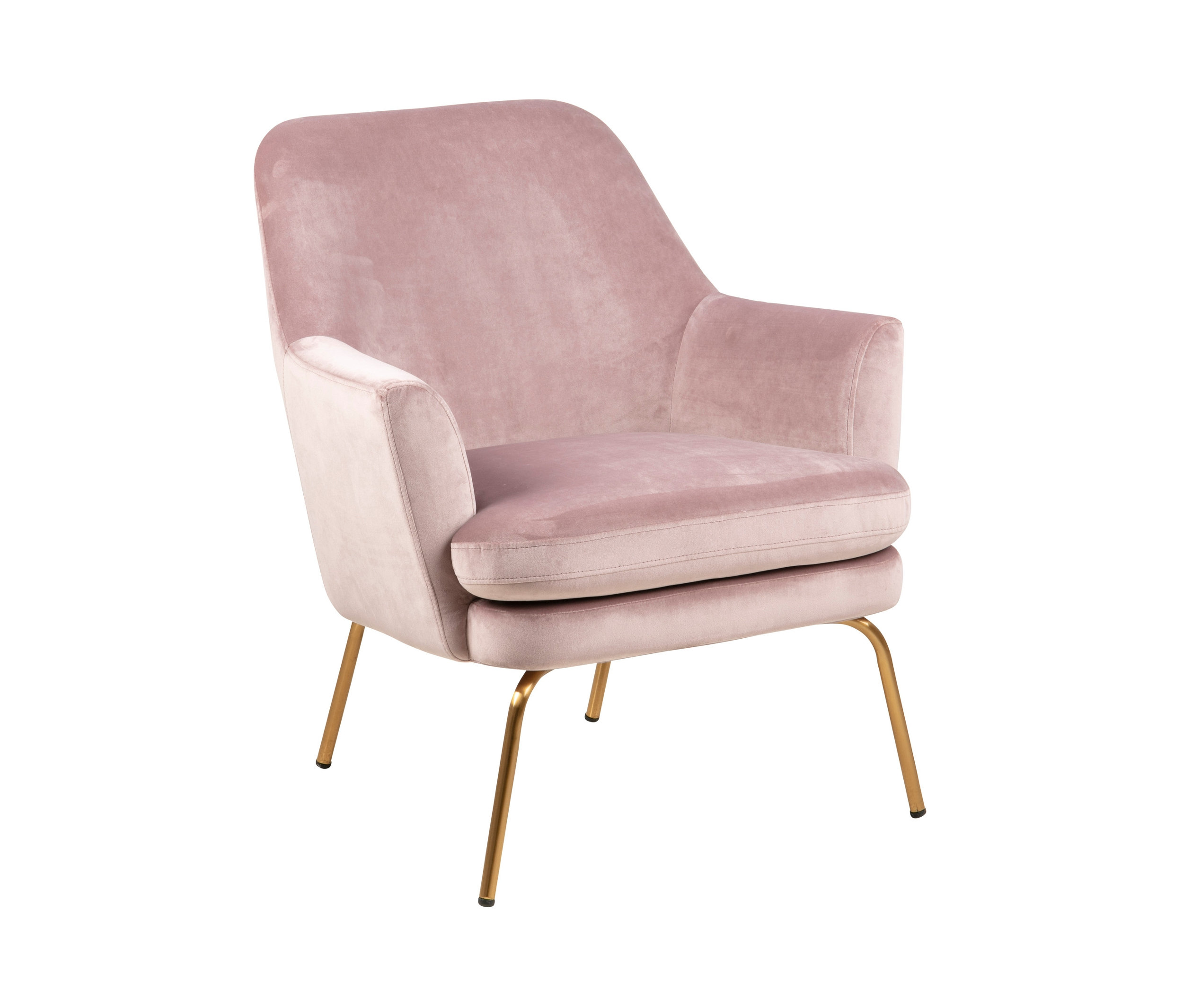 Rosa Sessel »Chisa« mit Armlehnen und goldenen Beinen.