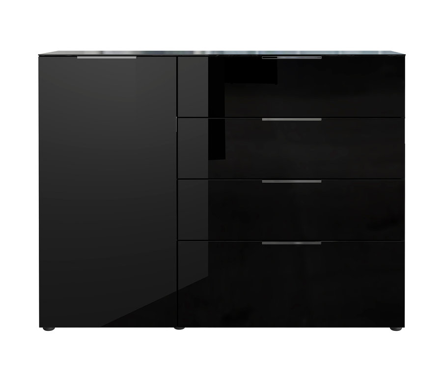 Detailansicht eines kleinen, schwarzen Germania-Sideboards »GW-Oakland«.