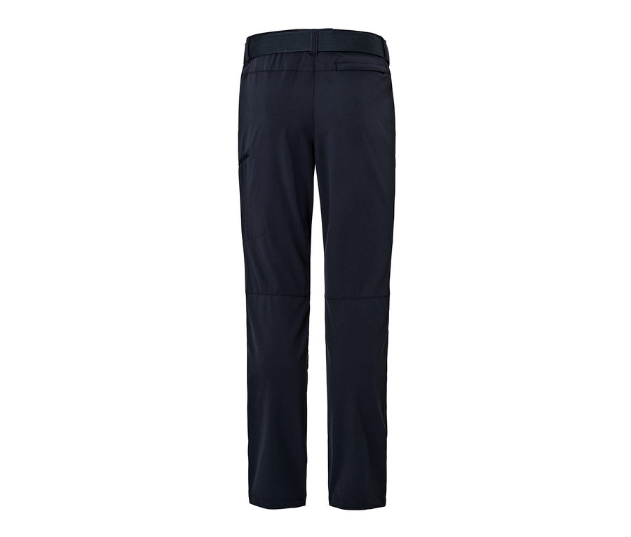 Dunkelblaue Softshell-Outdoorhose von hinten.