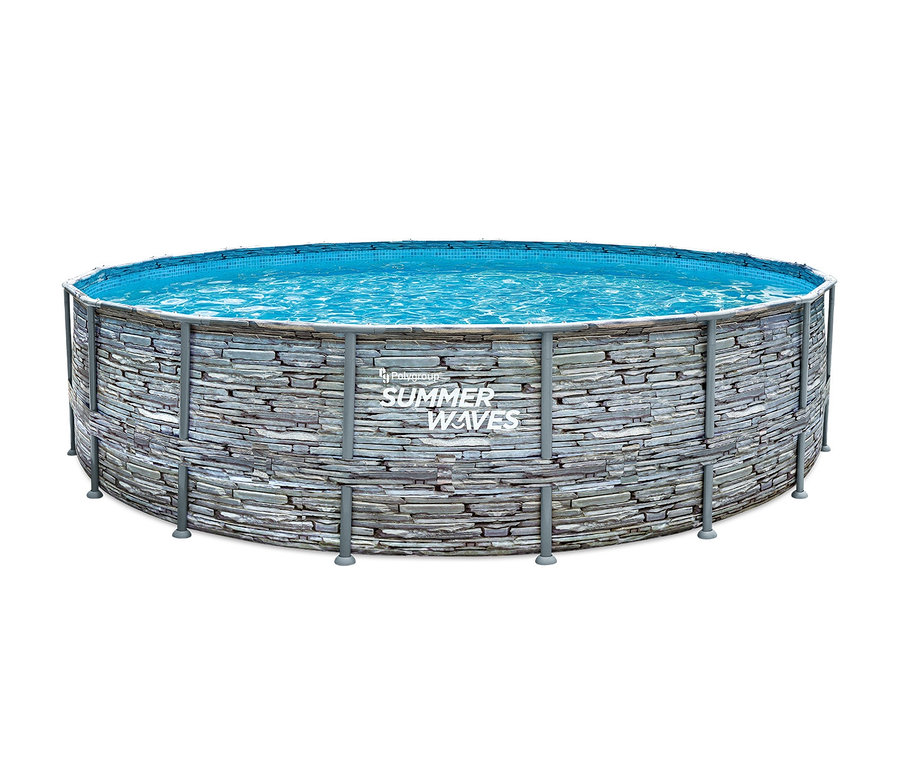Summer Waves Elite-Frame-Pool, Steinoptik, ca. Ø 549 x 132 cm.