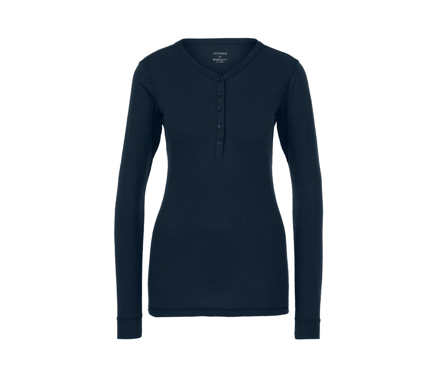 Dunkelblaue Thermo-Funktionswäsche mit langen Ärmeln und Knöpfen.