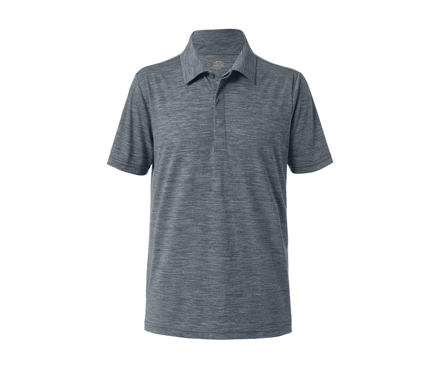 Graues Funktionspoloshirt mit RWS-zertifizierter Merinowolle.