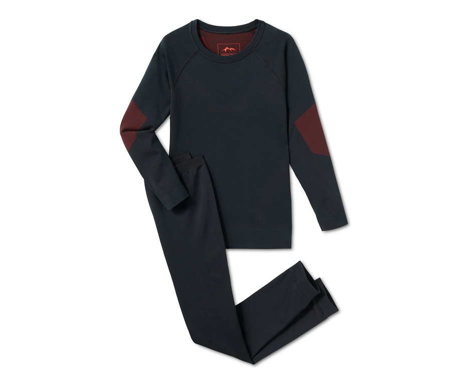 Dunkelblaue Seamless-Funktionsunterwäsche mit hellbraunen Details.