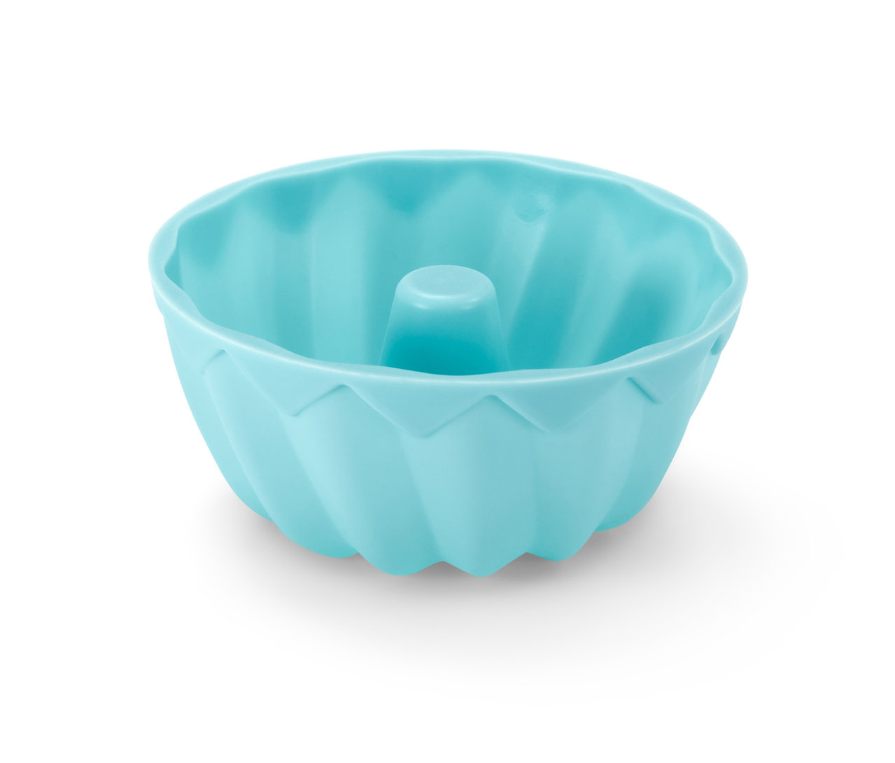 Eine hellblaue Mini-Gugelhupfform.