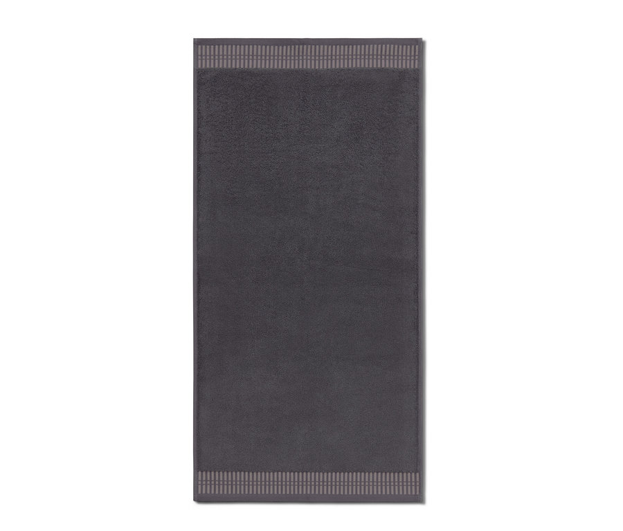 Graues 2er-Pack Premium-Handtücher mit Zierrand.