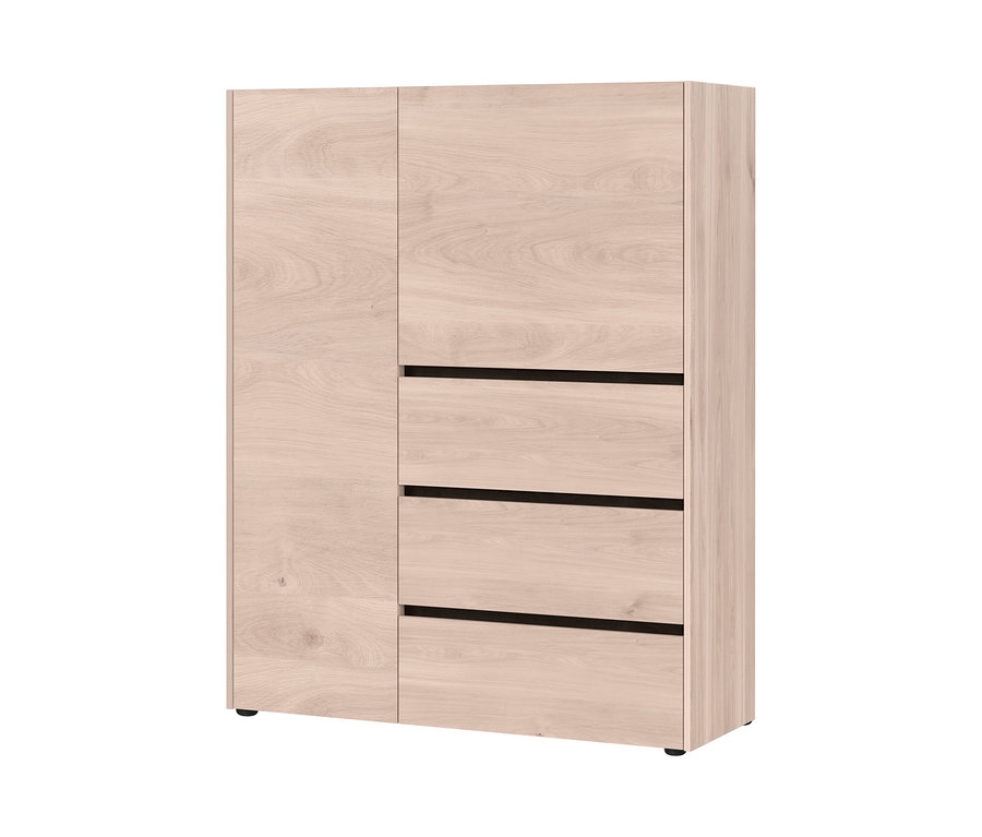 Helles Holz Highboard »Cantoria« mit drei Schubladen und einer Tür.