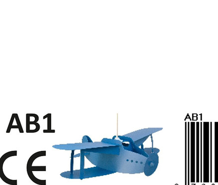 Energielabel mit Abbildung eines blauen Flugzeugs und Angaben zum Energieverbrauch.