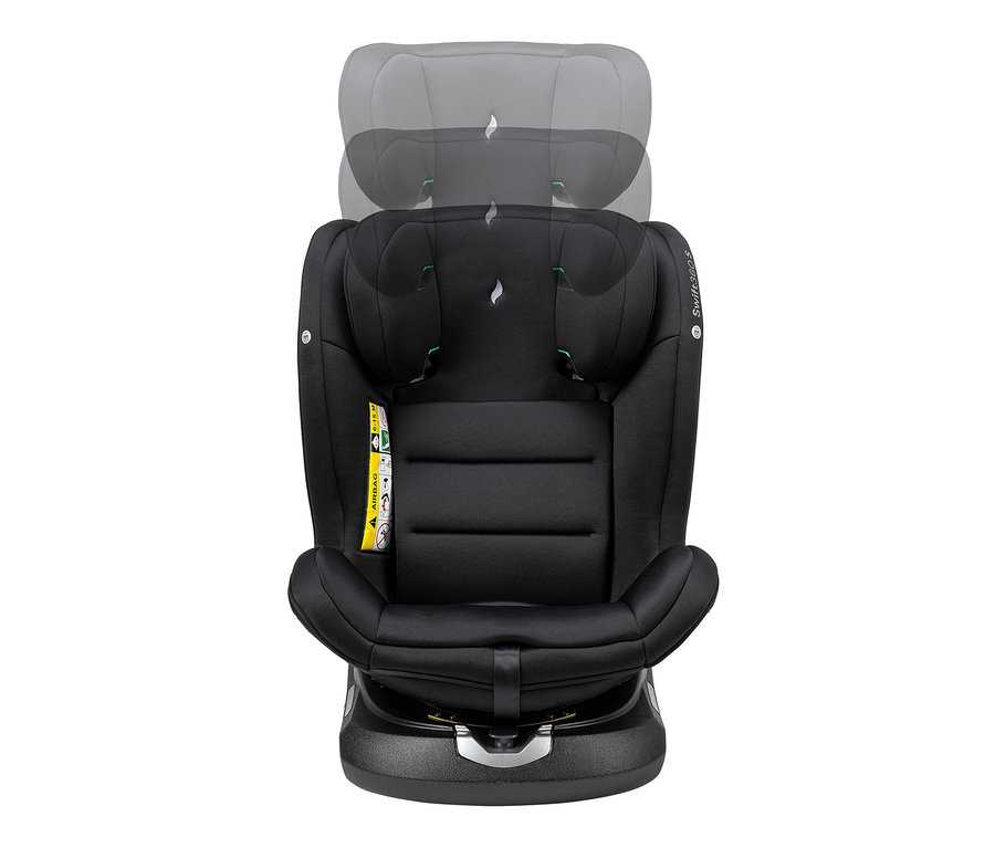 Schwarzer Osann Kindersitz »Swift360 S« mit verstellbarer Kopfstütze.