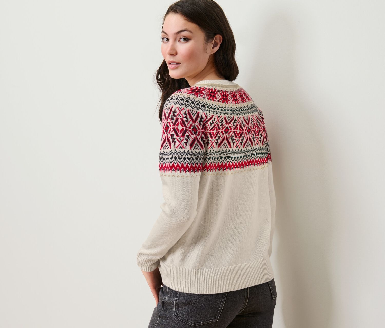 Thumbnail - Tchibo - Norweger-Strickpullover - Damen - Gr. XL - creme/jacquard