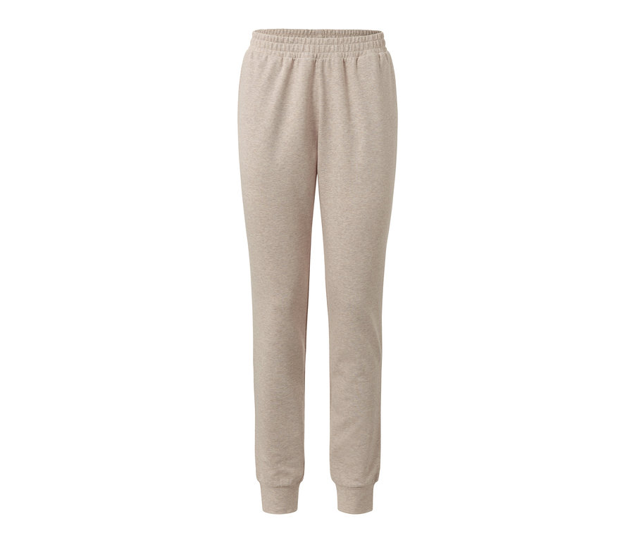 Beige Loungewear-Hose mit elastischem Bund und gerippten Bündchen.