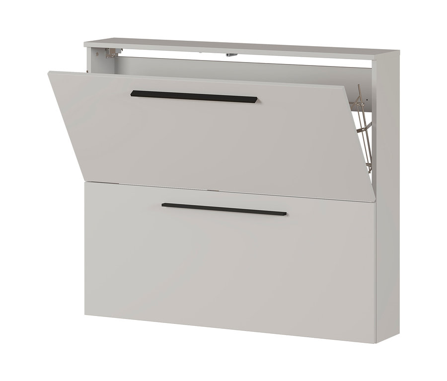 Die obere Tür des Schuhschranks »Utah« in Kaschmir ist geöffnet.