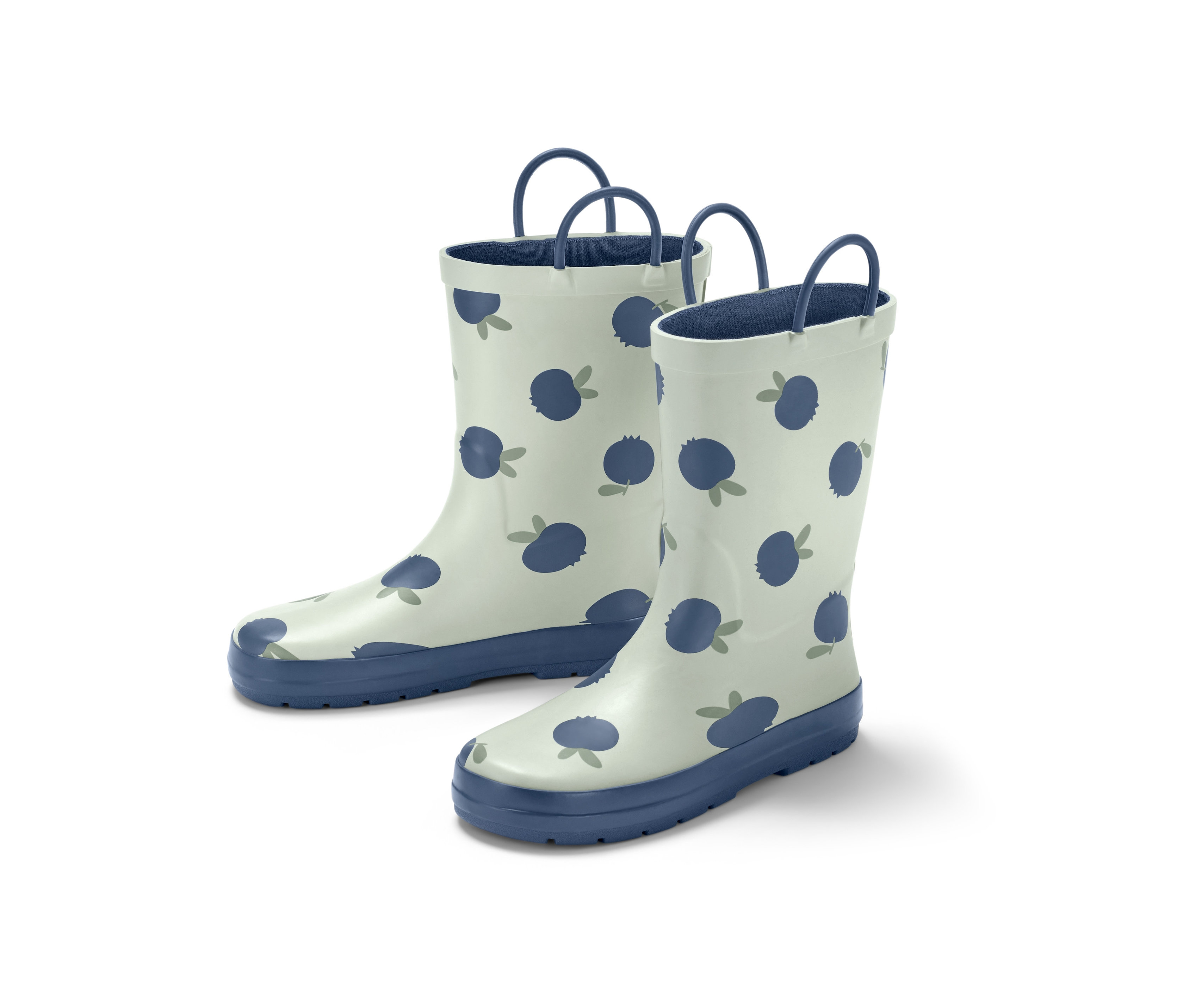 Kleinkind-Regenstiefel mit Blaubeer-Muster.
