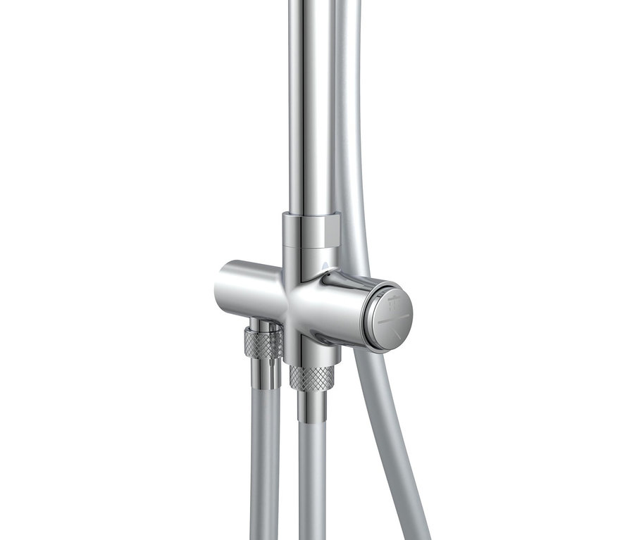 Detail einer silbernen Schütte Duschsystem »Samoa Rain«.